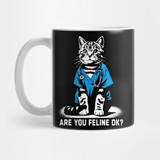 Are You Feline OK? Retro Cat Nurse Gifts Nurse Week Gifts Funny Nurse Mug